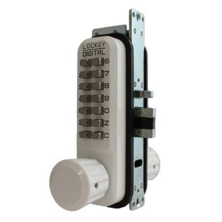 Lockey Mechanical Keyless Narrow Stile Passage Knob Lock Double Combination White 2930DC-WH